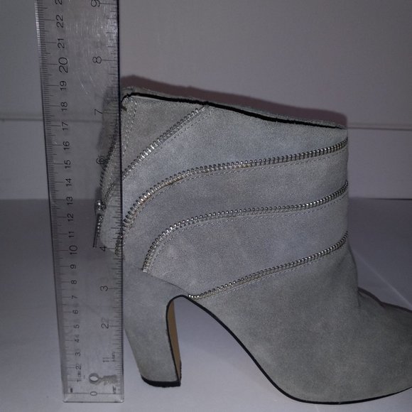 grey suede ankle boot 3.75" heel with zipper, US women's size 9 - Picture 6 of 14